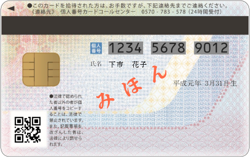 マイナンバーカードの裏面のイメージ